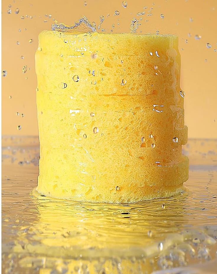Esponja facial de celulosa natural expandida con agua